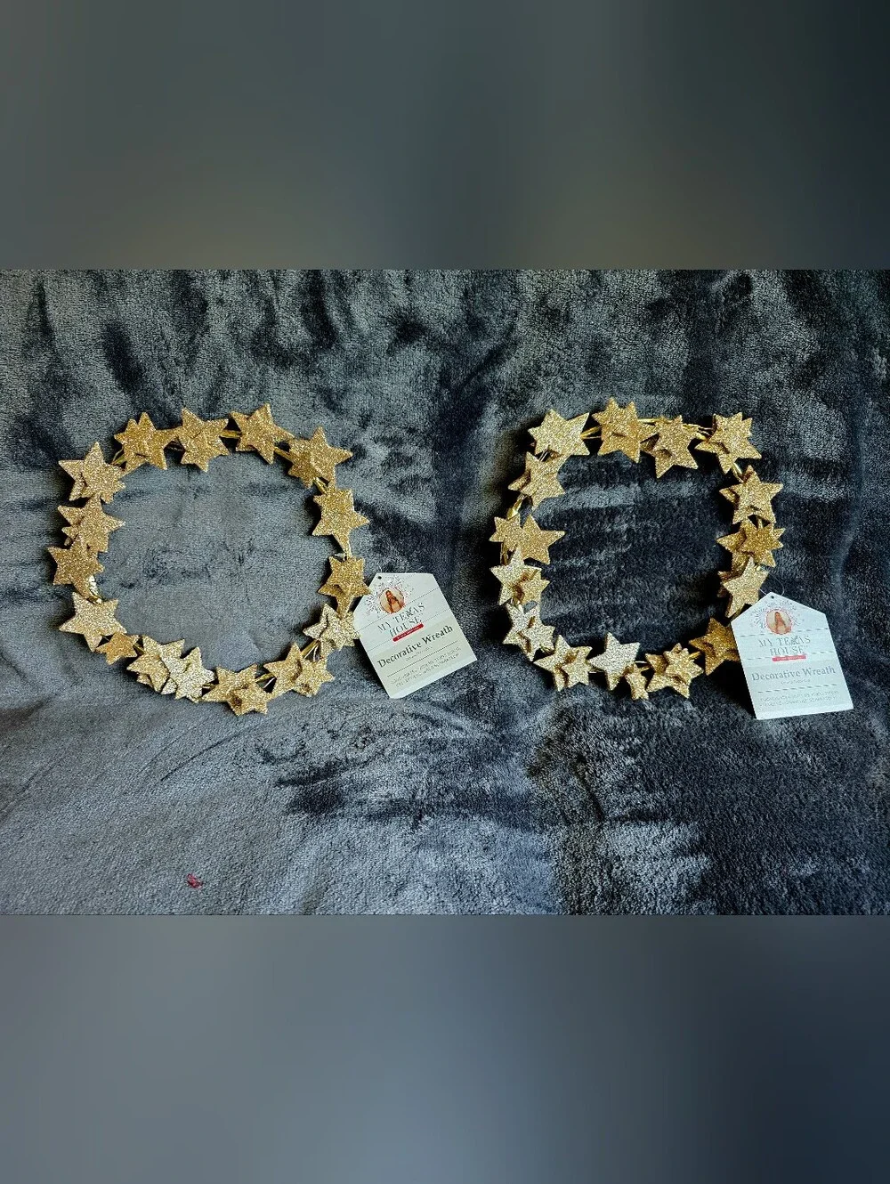 Bundle of 2 Texas House Glitter gold Star Wreath 11.2